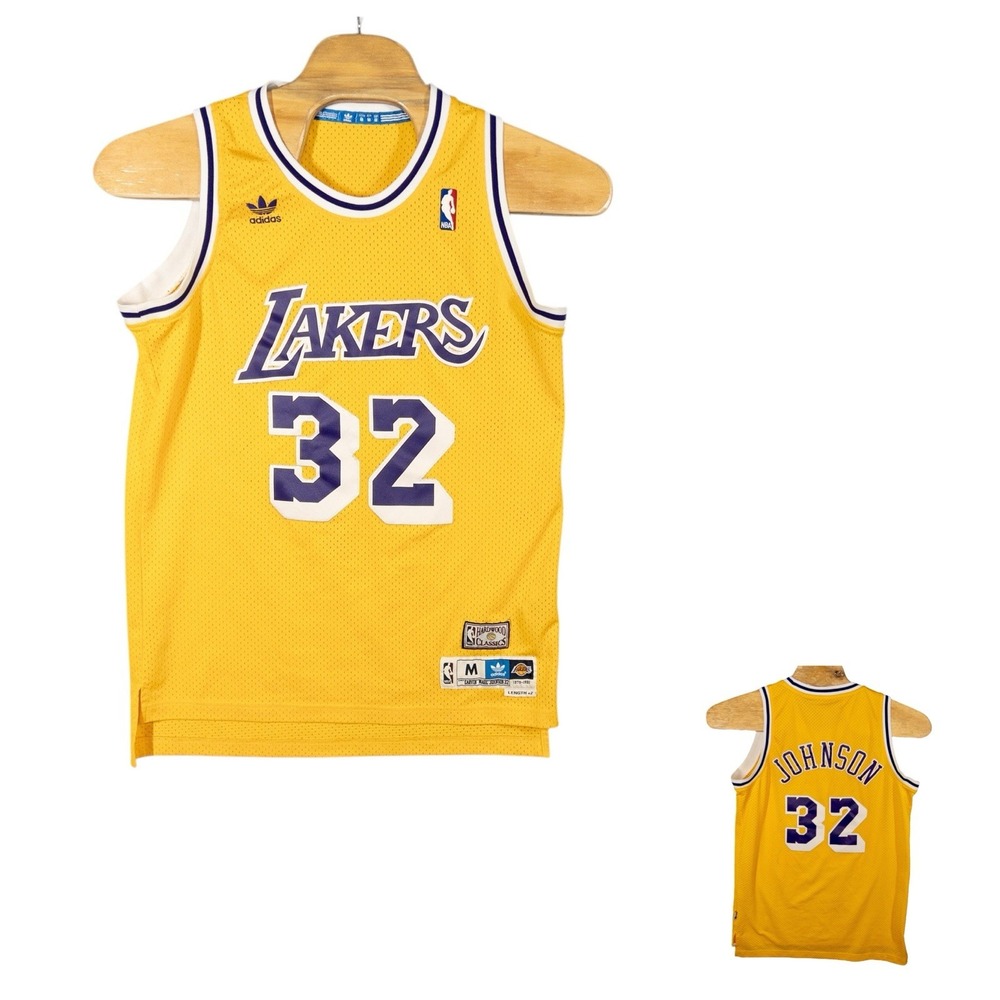 Adidas Stitched HWC Los Angeles Lakers Magic Johnson Jersey Mens Medium Blue Tag